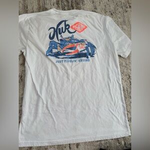 Huk White Tee with Blue and Orange Crab Graphic